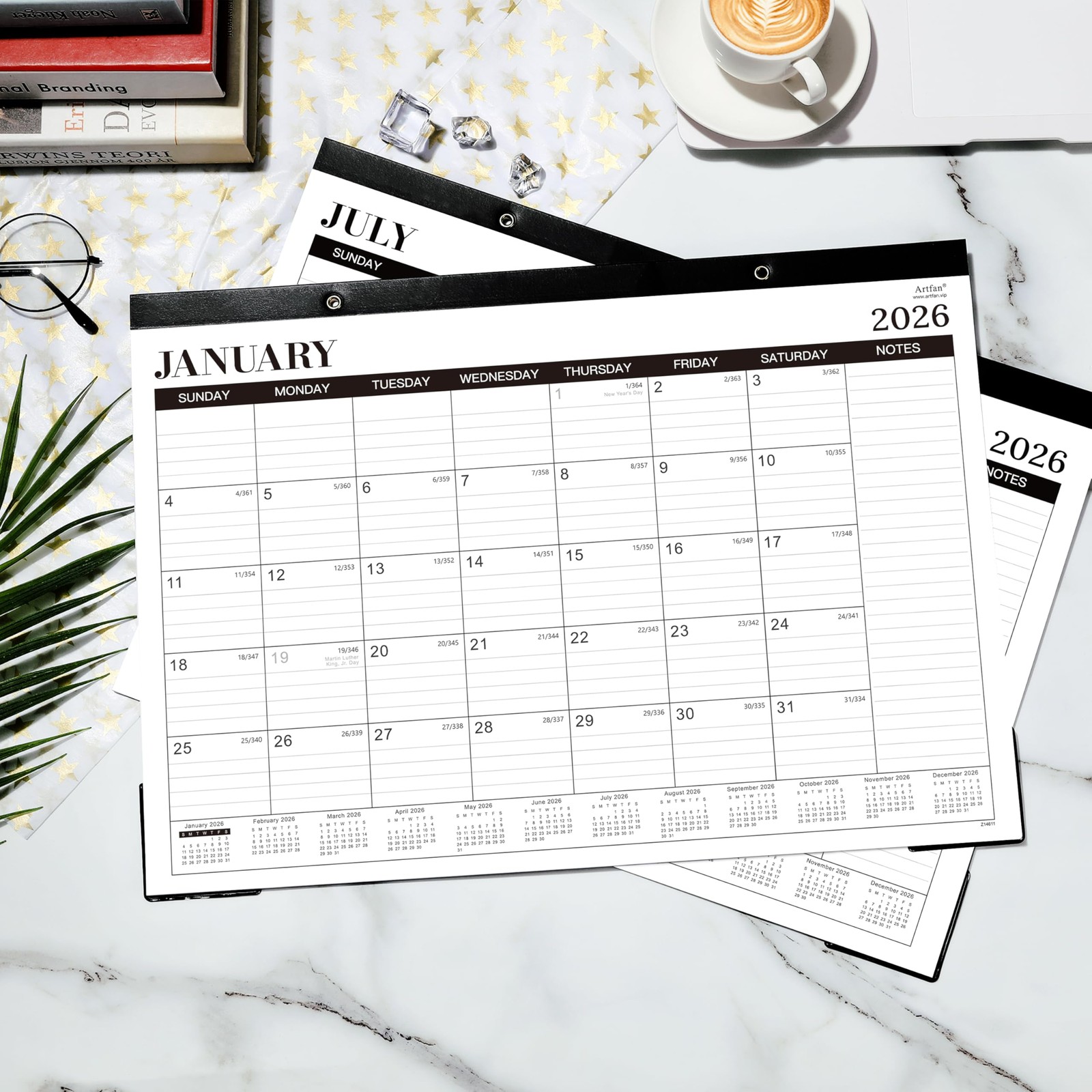 2026 Desk Calendar – 2026, Jan.2026 – Dec.2026, 12 16.8″ x 12″