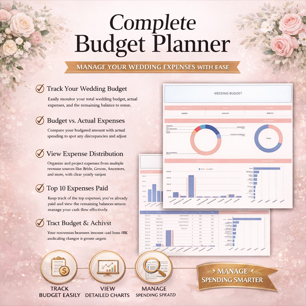 Wedding Planner Spreadsheet Template Budget & Guest List Tracker Excel Sheets
