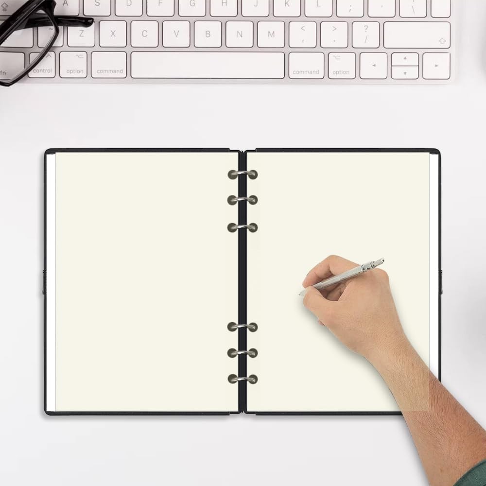 A5 Cream Blank Refills Paper, 6 Hole Paper for 100 Sheets,