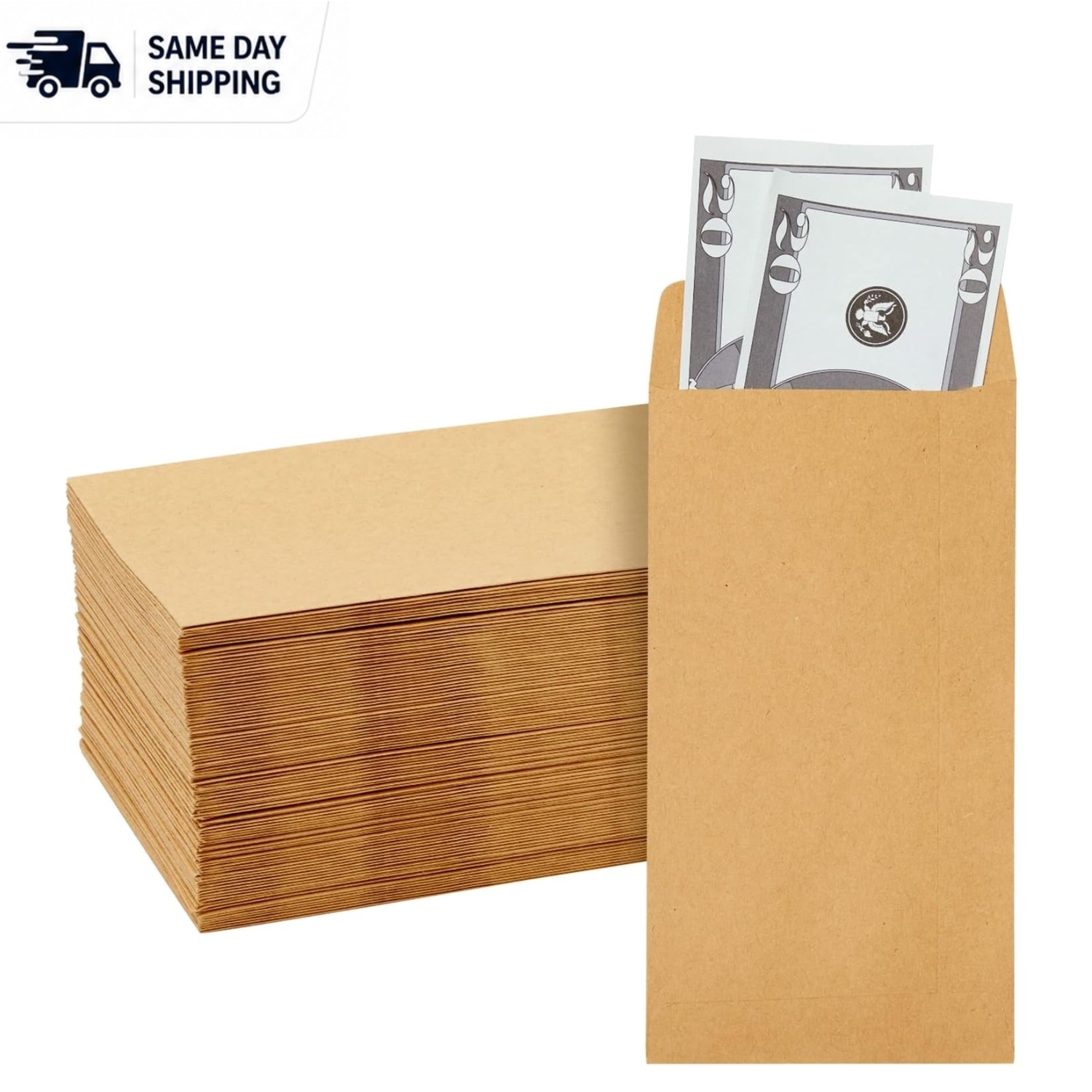 Compact Money Gift Envelopes – 100 Pack Brown 3.5 x 6.5 in for All Occasions