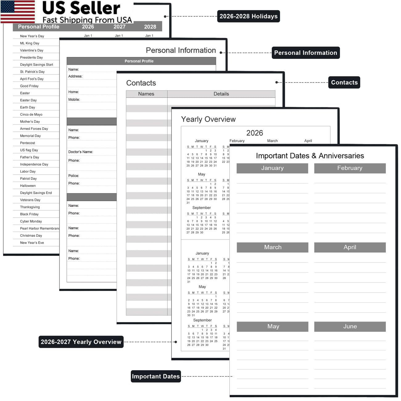 2026-2027 Planner – Weekly & Monthly from July 5.8″ x 8.4″, Black