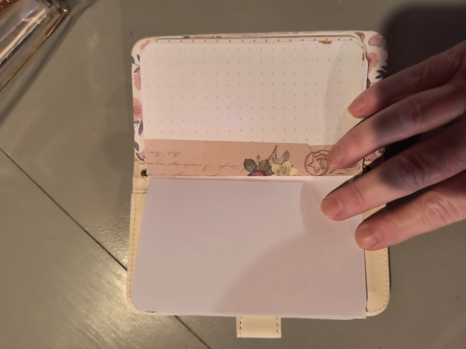 small upcycled phone case junk journal white religious theme with pen