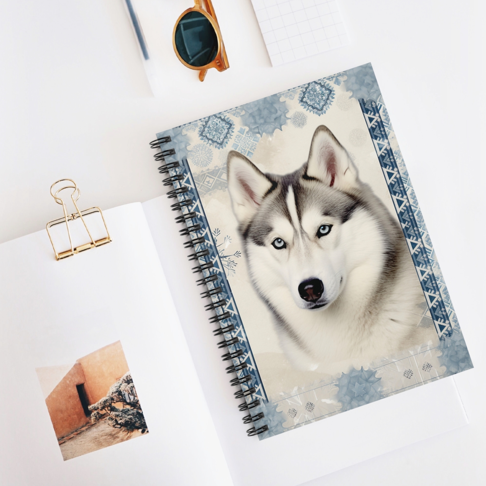 Siberian Husky – Ruled Line Spiral Notebook – Pet Journal – Dog Lover Gift