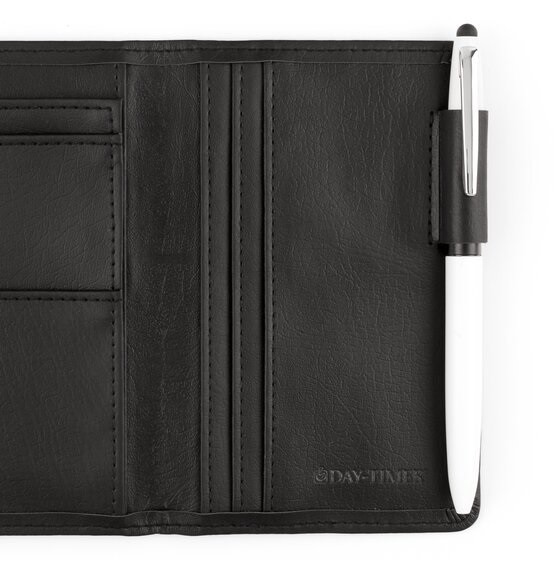 Day-Timer Antique Vinyl Open Style Planner Wallet, Black, Compact Size, 3″ x 5″