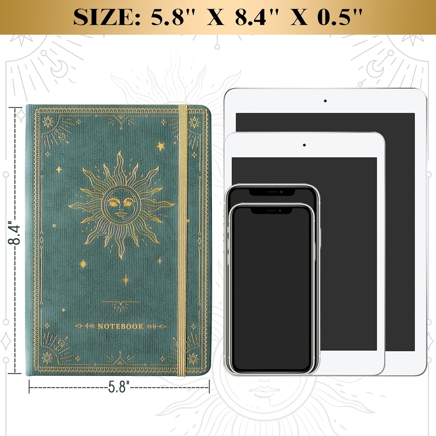 Compact Writing Notebook with 144 Thick Ruled Pages & Expandable Pocket – Cyan