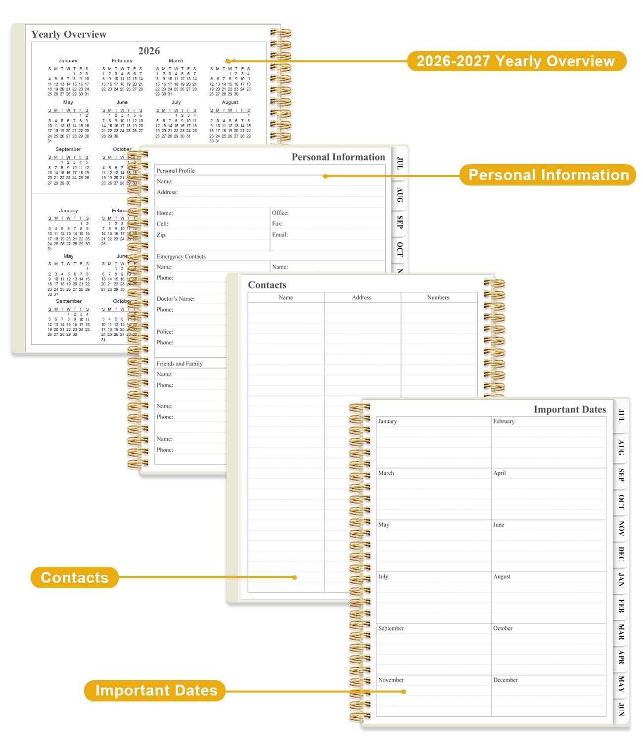 26-27 Academic Planner – Weekly & Monthly, 8.5×11, Green Floral, Spiral Binding,