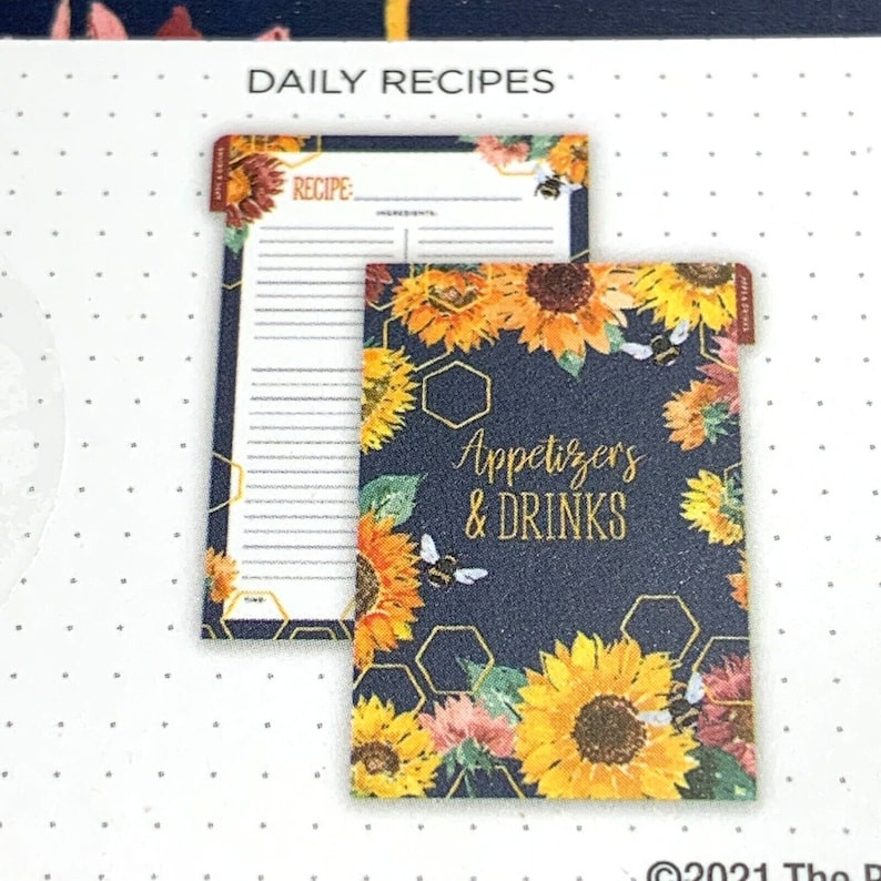 Recipe Journal, Notebook Meal Planner, Agenda 52, Paper Studio, 3 Pack Sunflower