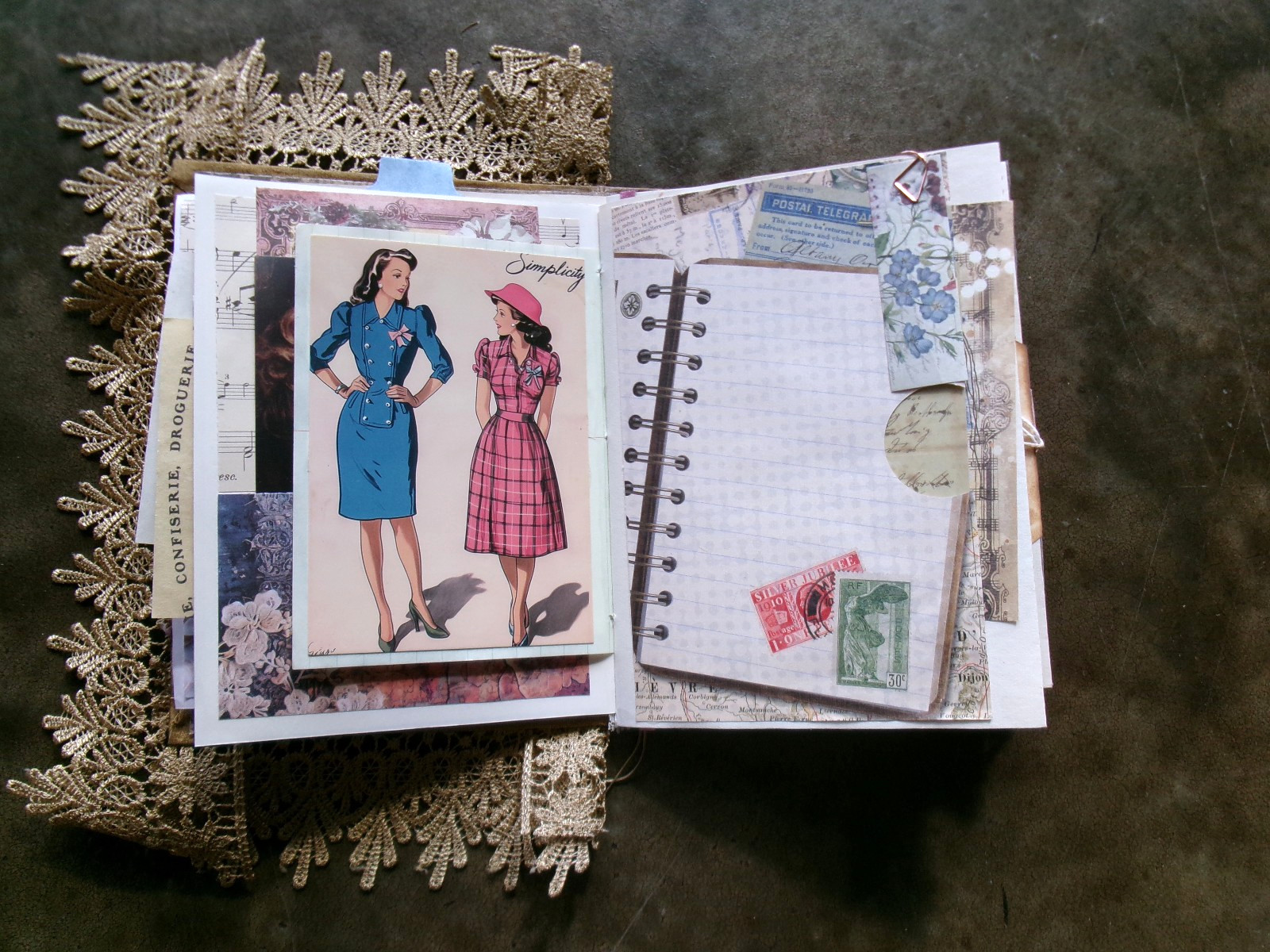 TRUE VTG JUNK JOURNAL WRITING JOURNAL JOURNAL “HEADS UP” POCKETS TUCKS