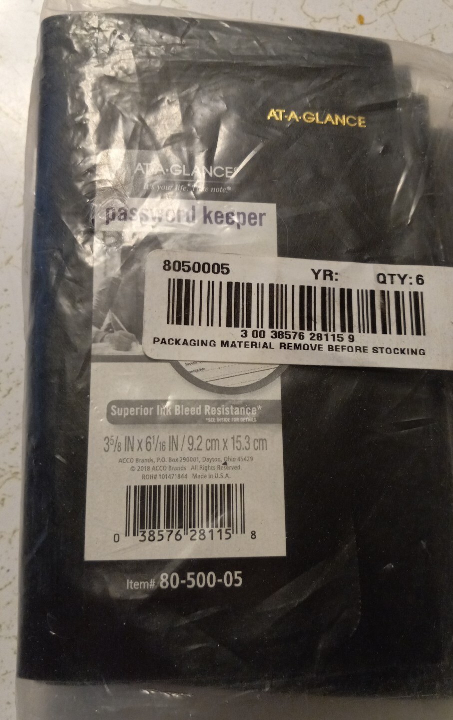 At-A-Glance Password Keeper 3 5/8 In.x 6 1/16 In. (80-500-05) Lot Of 6