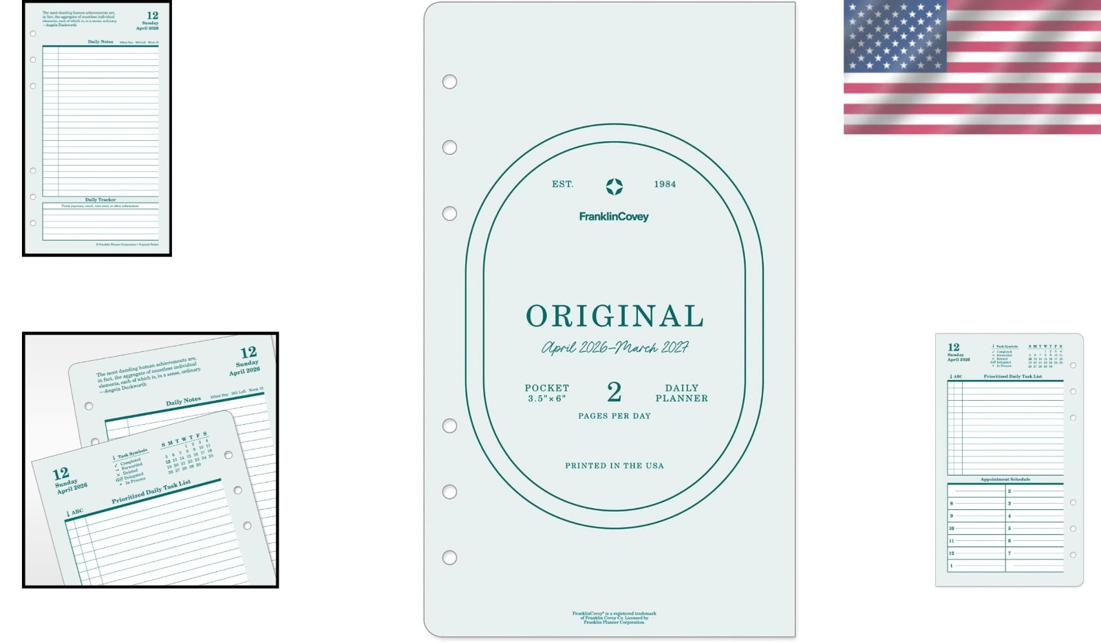 2026 Planner Refill | Polyurethane Cover, 3.5 X 6 Inches