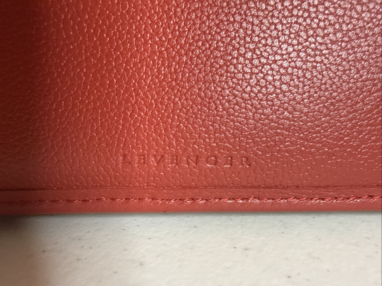 Levenger 12″ x 13.5″ Red Leather Zip Around Folio Portfolio Padded Handle