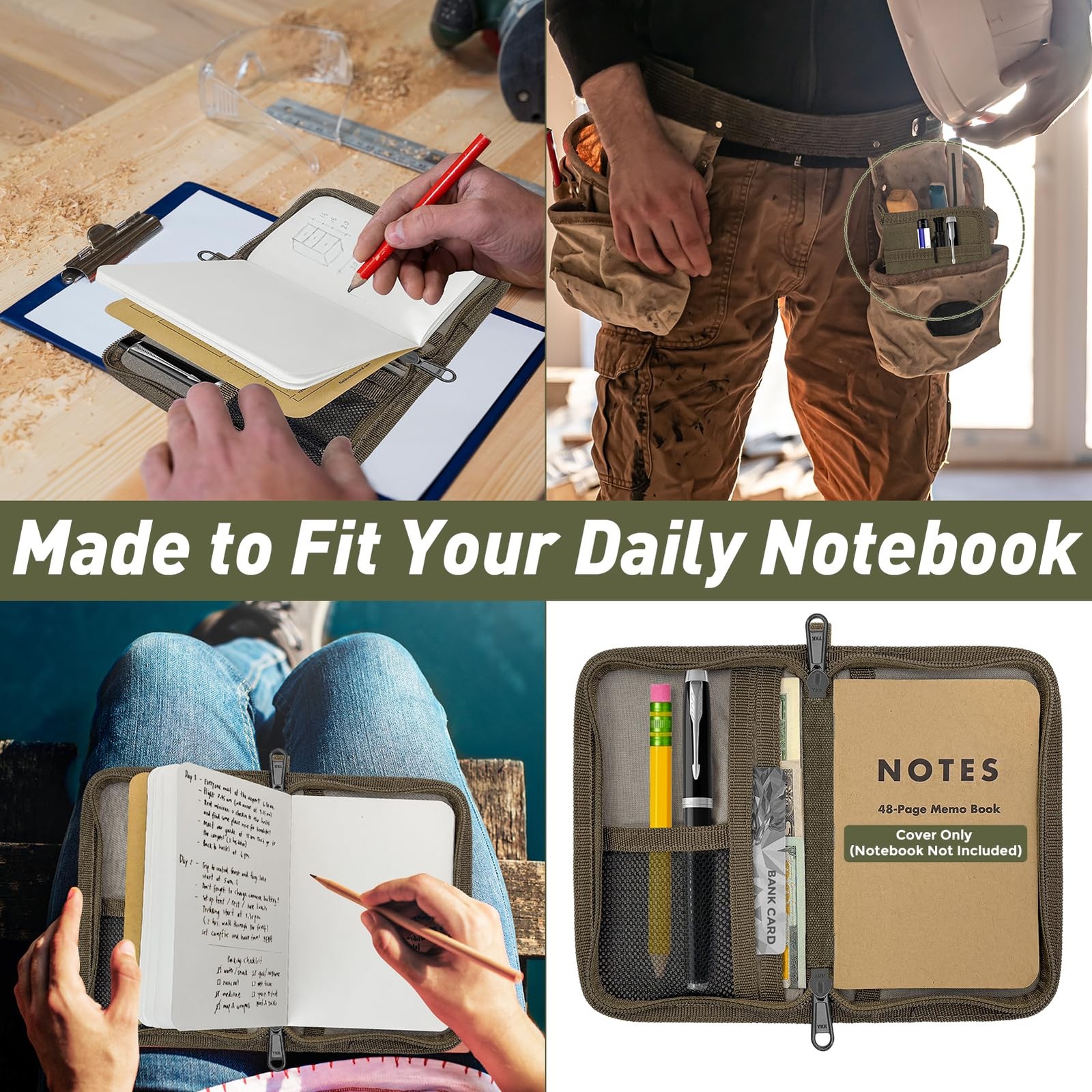 Waxed Canvas Journal Cover for Field Notes, Moleskine, 3.5×5.5, Water