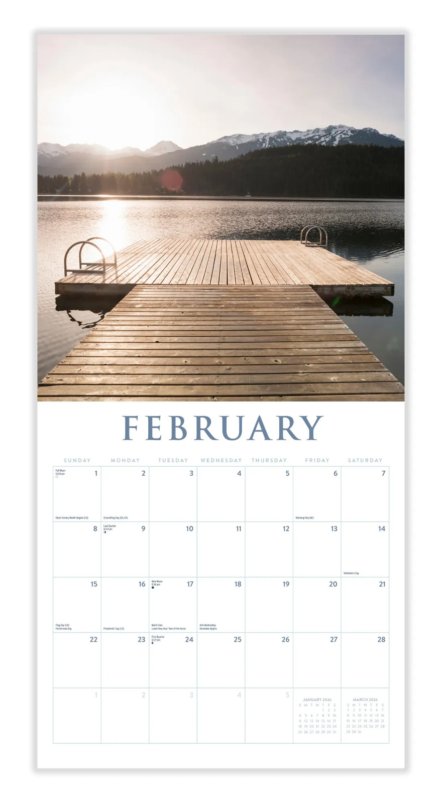 Lake Life Calendar 2026 | 12″ x 24″ Lakeside Living 12 Month | Marble City Press