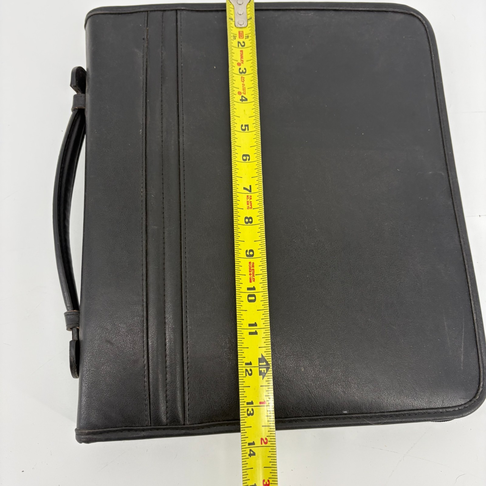Portfolio Binder Notebook Cover Faux Leather Black Zippered Pen Loop w/Calculate