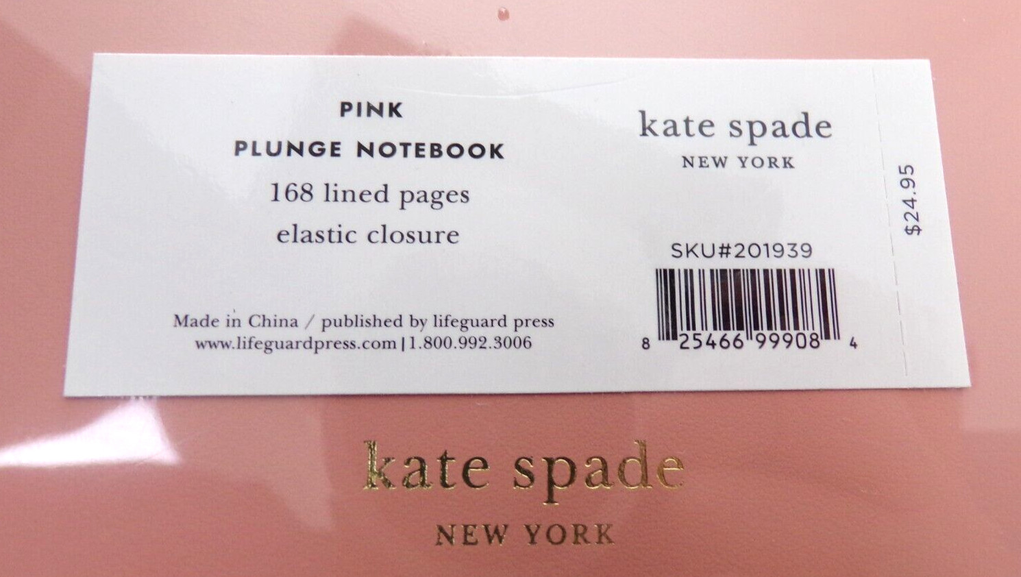 kate spade Pink Plunge Notebook 168-page Elastic Closure 10″ x 7″