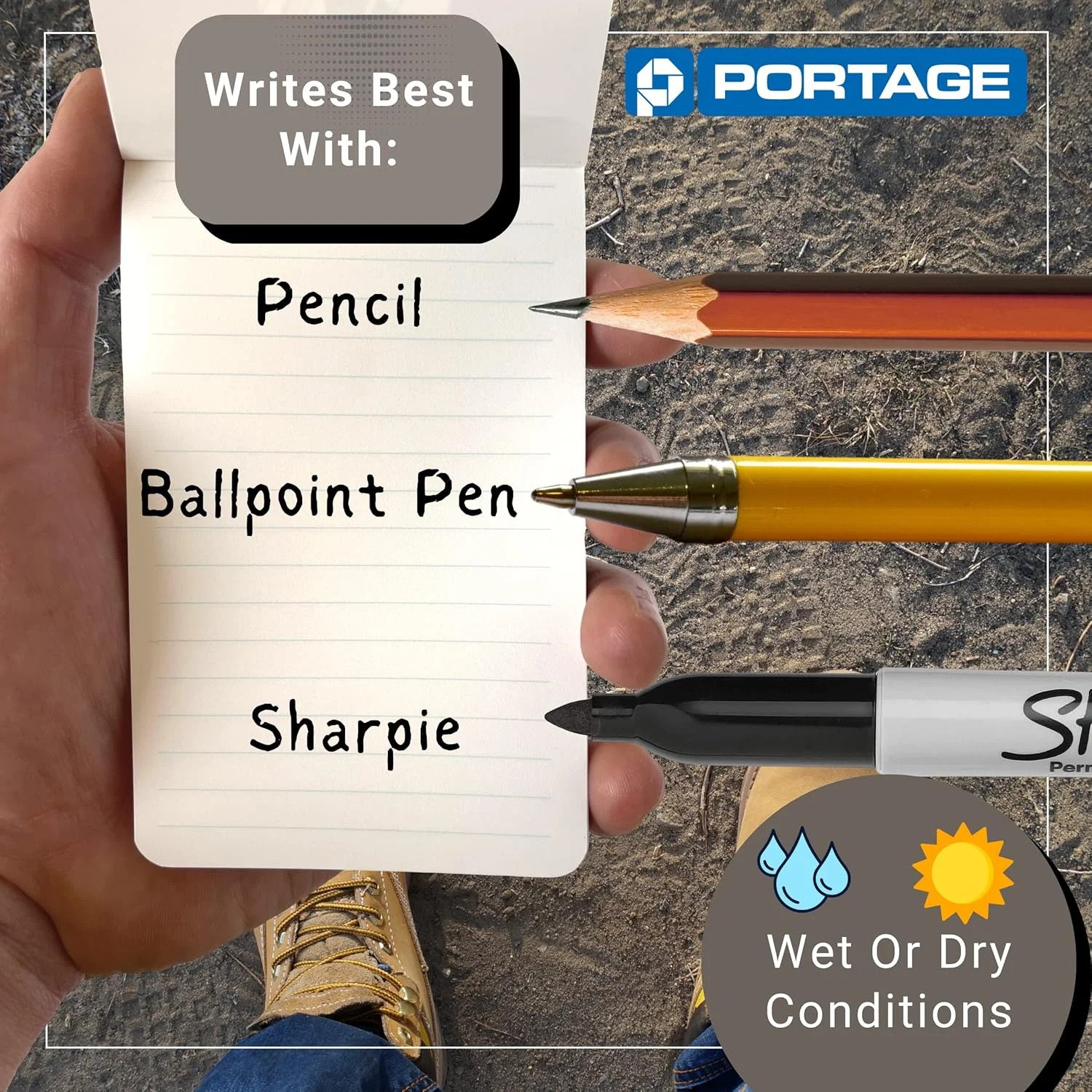 Portage Notebooks – 4 Pack Waterproof Notebook, Made From Recycled Stone Waste,