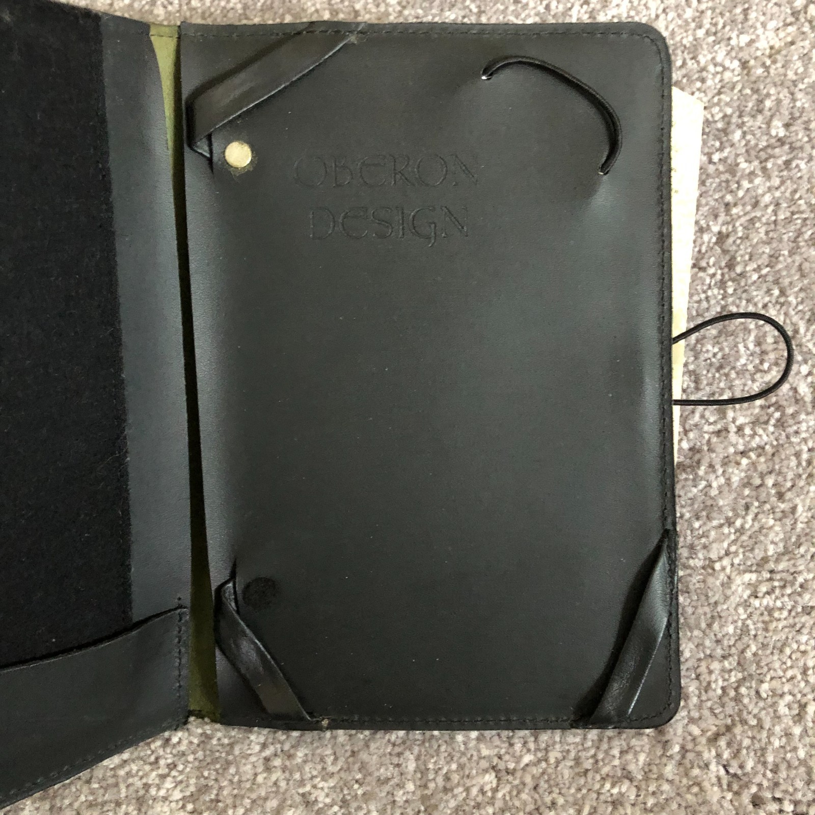 Oberon Design Green leather Dragonfly cat tails E reader cover Journal 8×5