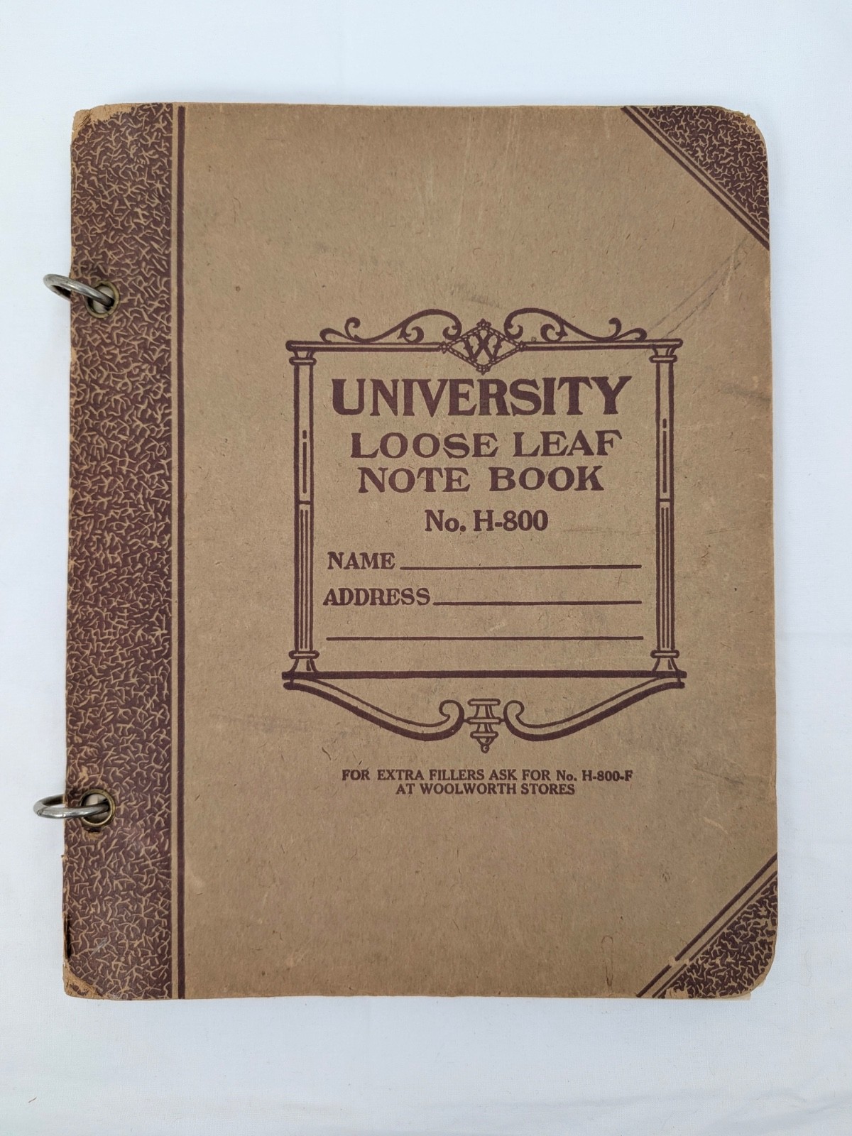 Fun Vtg/Antique Woolworth Cardboard Cover Loose Leaf Notebook with Paper Refills