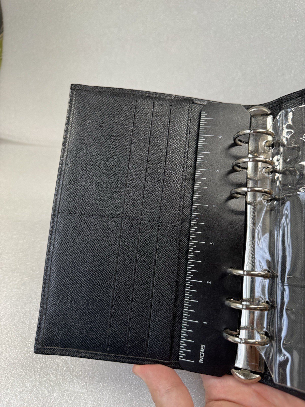 Vintage 90s Filofax Pocket Portobello – Black Italian Textured Leather Organizer