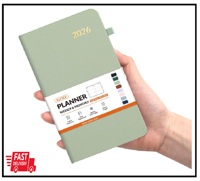 2026 Pocket Weekly Planner 3.5″x6″ – 12-Month Sage Green Purse Organizer