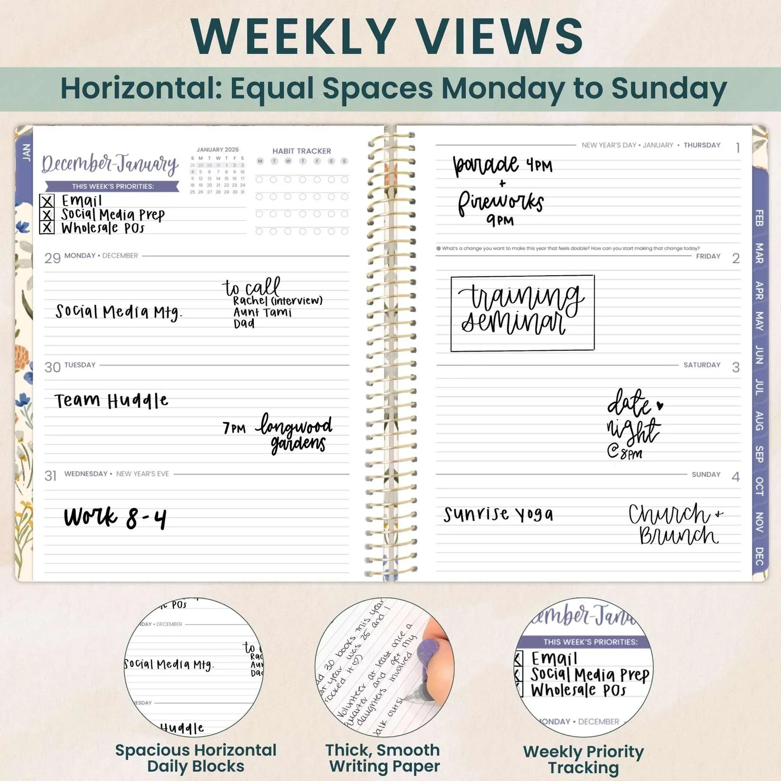 bloom daily planners 2026 Hard Cover Planner, 8.5″ x 11″, Whimsical Wildflowers