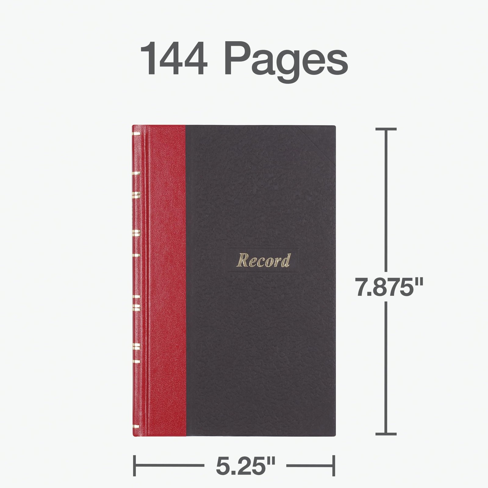 Record Account Book 5.25×7.875in 144 Pages Black Red Office Ledger Book