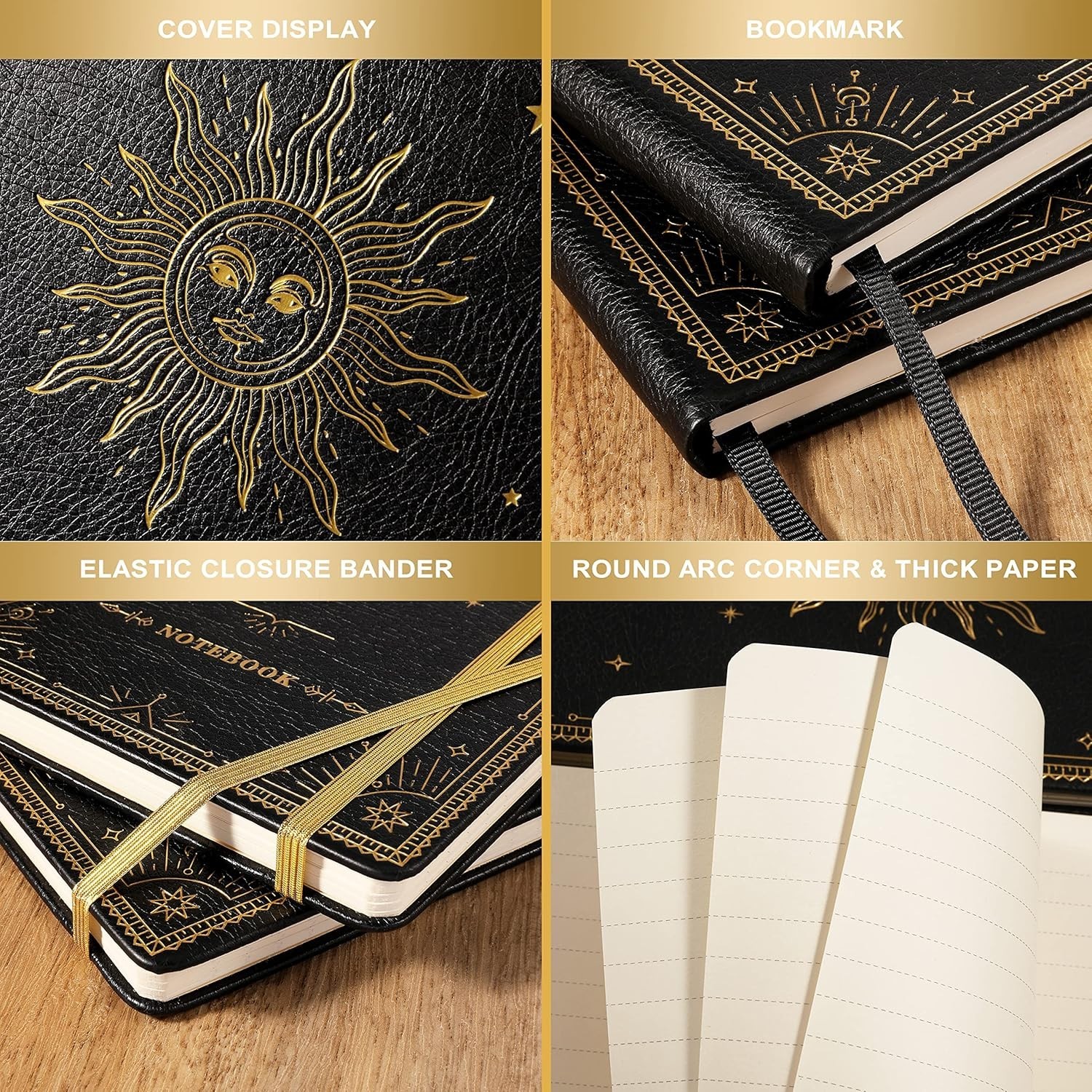 Stylish Faux Leather Ruled Notebook – 128 Pages with Back Pocket & Closure Band