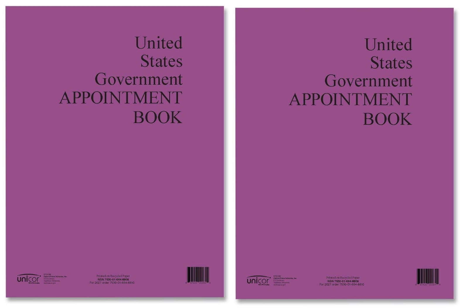 2026 Unicor US Government Fed Weekly Appt Book, Spiral 11″x 9″, Jan – Dec, Qty=2
