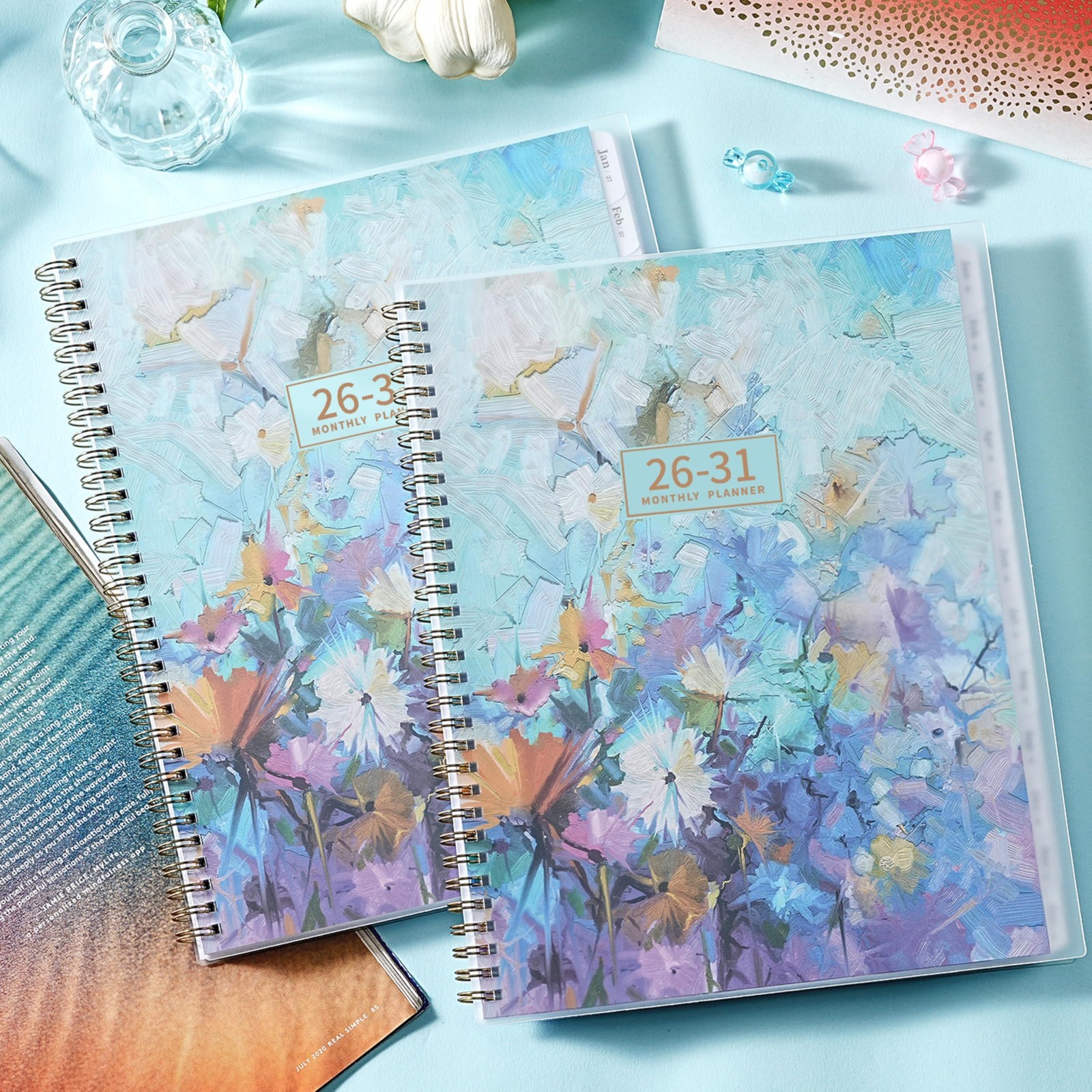 5-Year Monthly Planner 2026-2031, 9″x11″, Twin-Wire, 60 Tabs, Back Pocket, Water