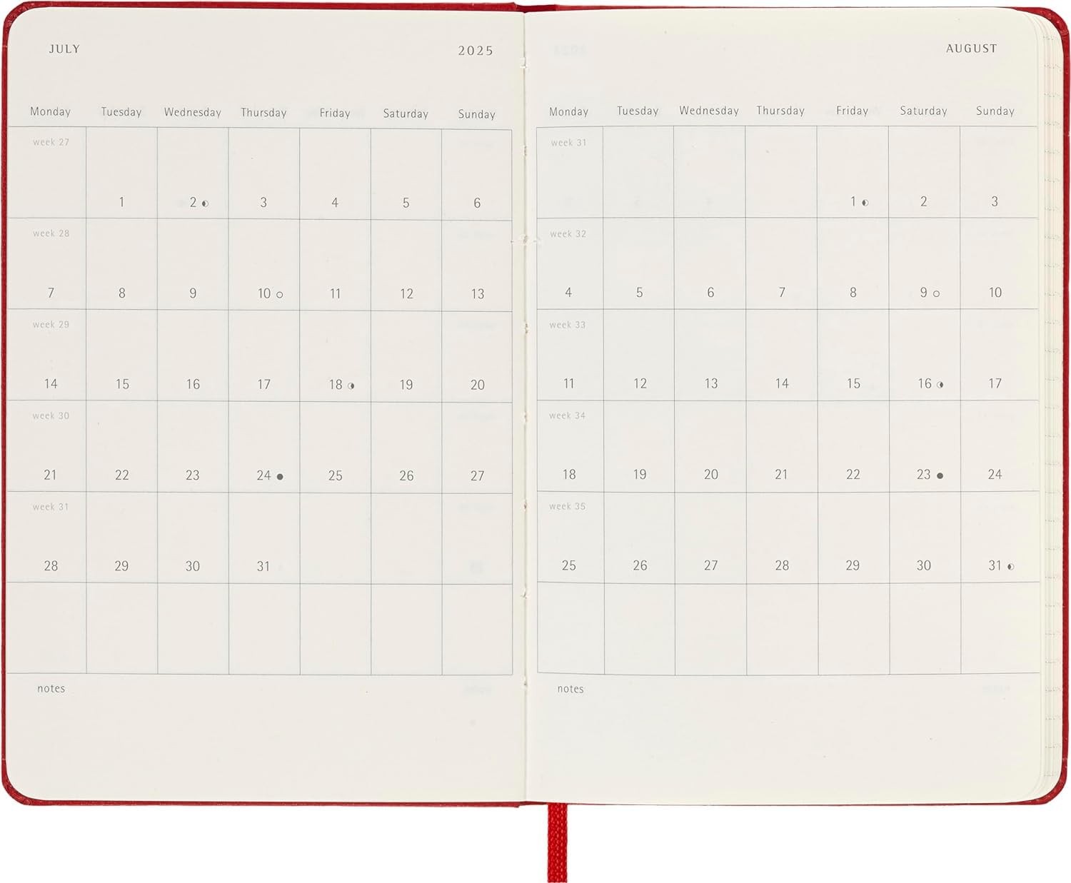 Moleskine Classic 12 Month 2025 Daily Planner, Hard pocket, scarlet red