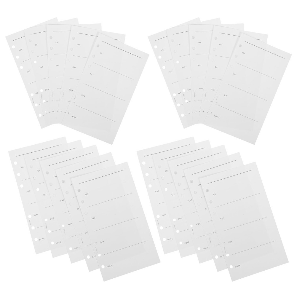 Undated A6 Weekly Planner Refills Thick Smooth Paper for 6 Ring Binder Inserts