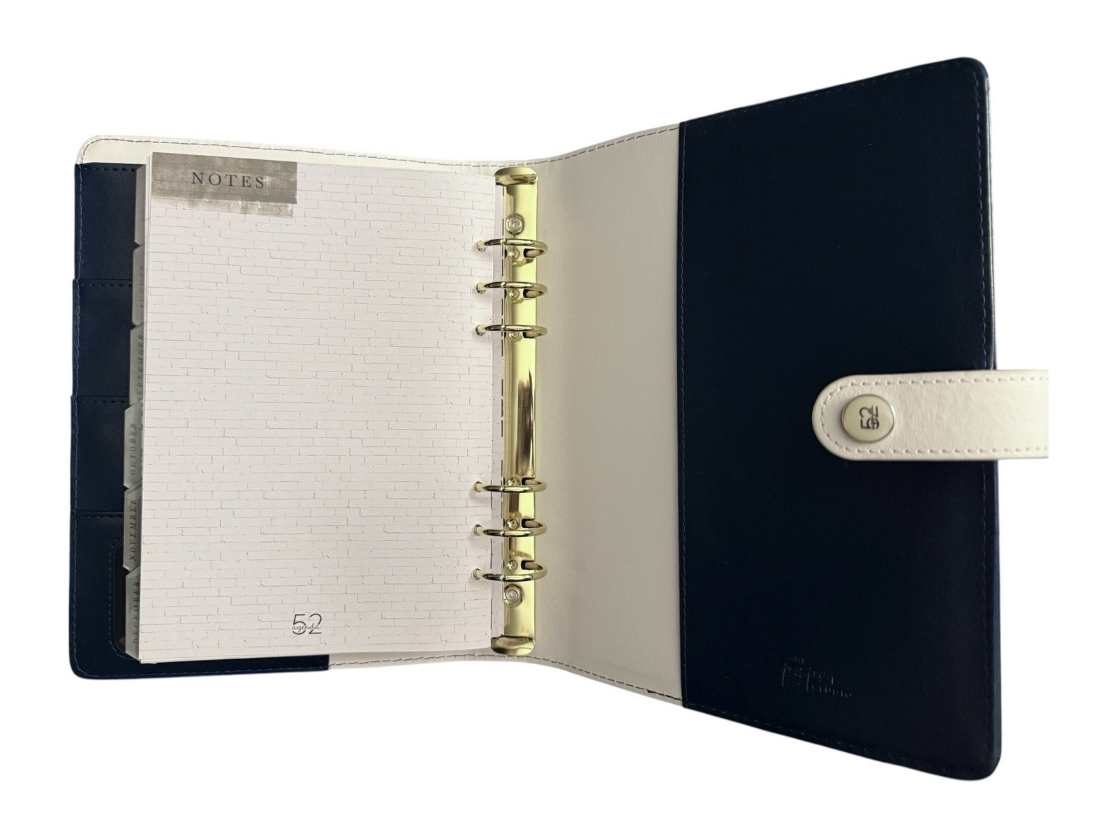 The Paper Studio Agenda 52 Navy Blue White Planner 6 Ring 7.5″ x 5.5″ w/Calendar