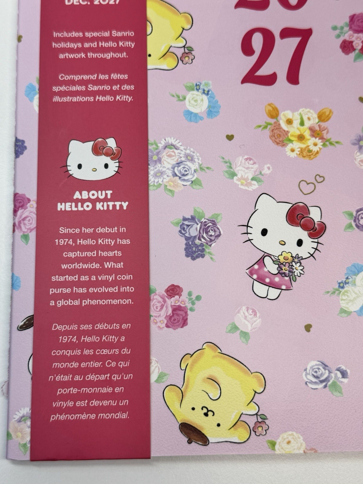 2027 Sanrio HELLO KITTY 17 Months Monthly Planner Pink Floral Size MEDIUM