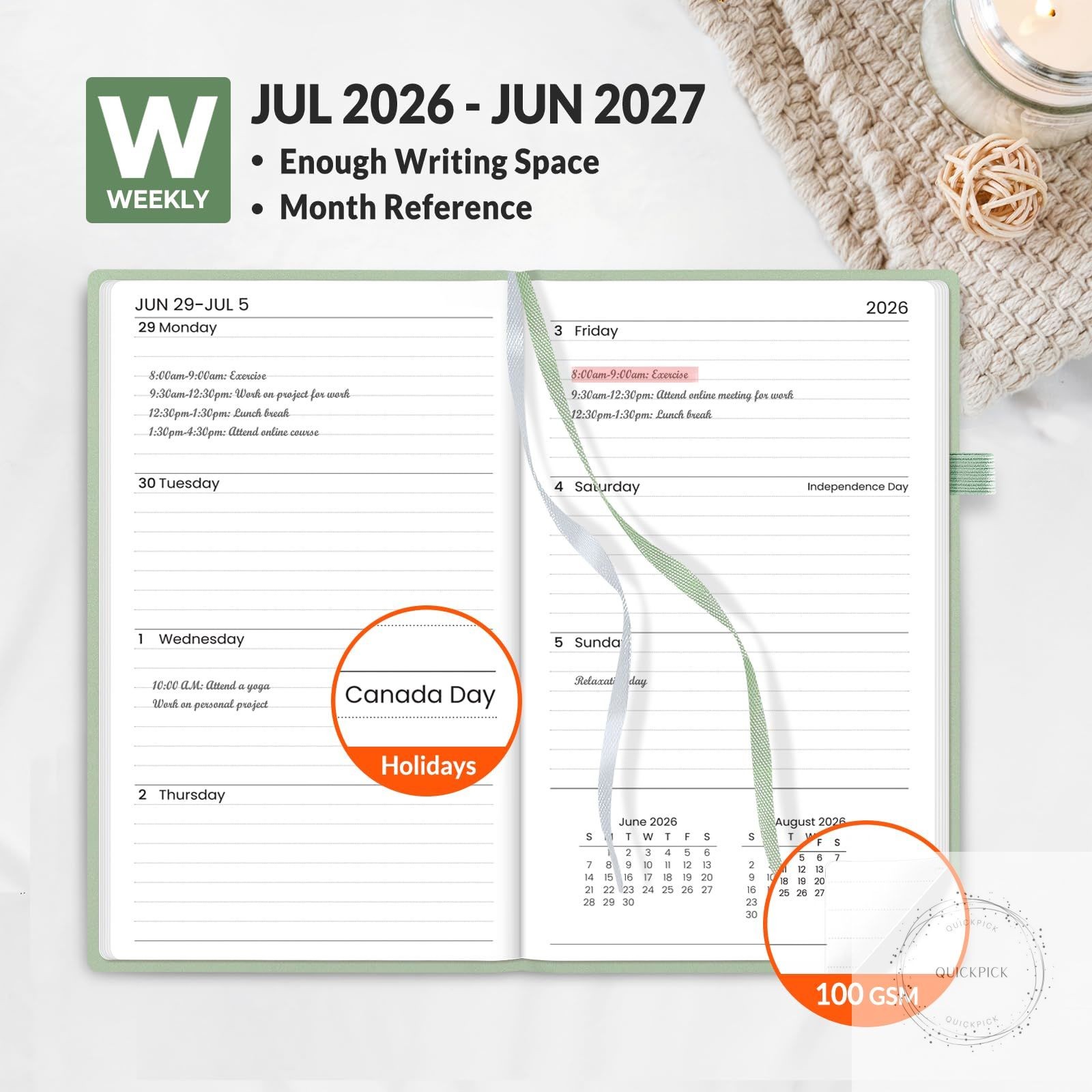 2026-2027 Pocket Weekly Planner for Purse 3.5″ x 6″ 12 Month July 2026 June 2027