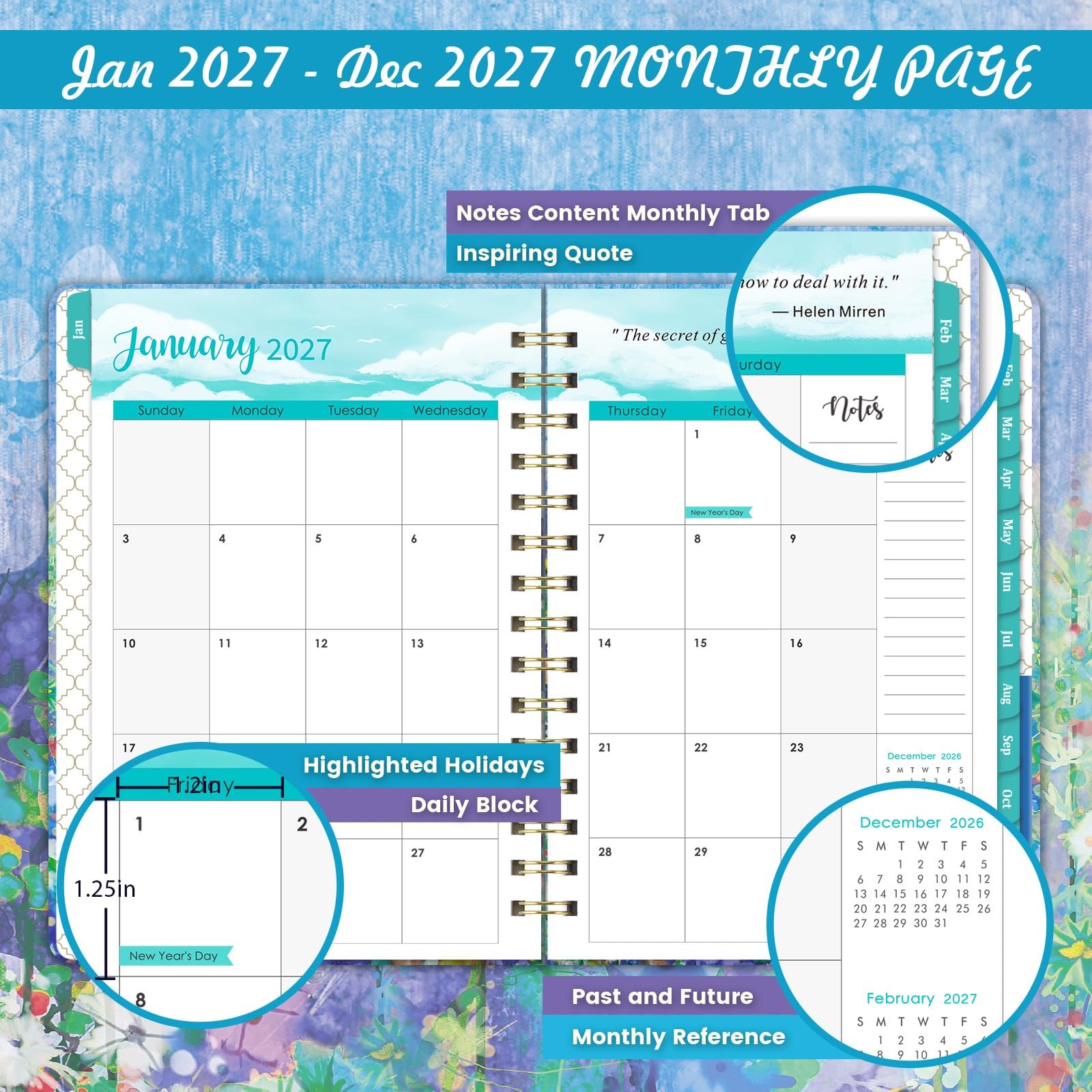 2027 Planner – 6.4″ x 8.5″, 2027 Planner Weekly and Monthly from Jan. – Dec.2…