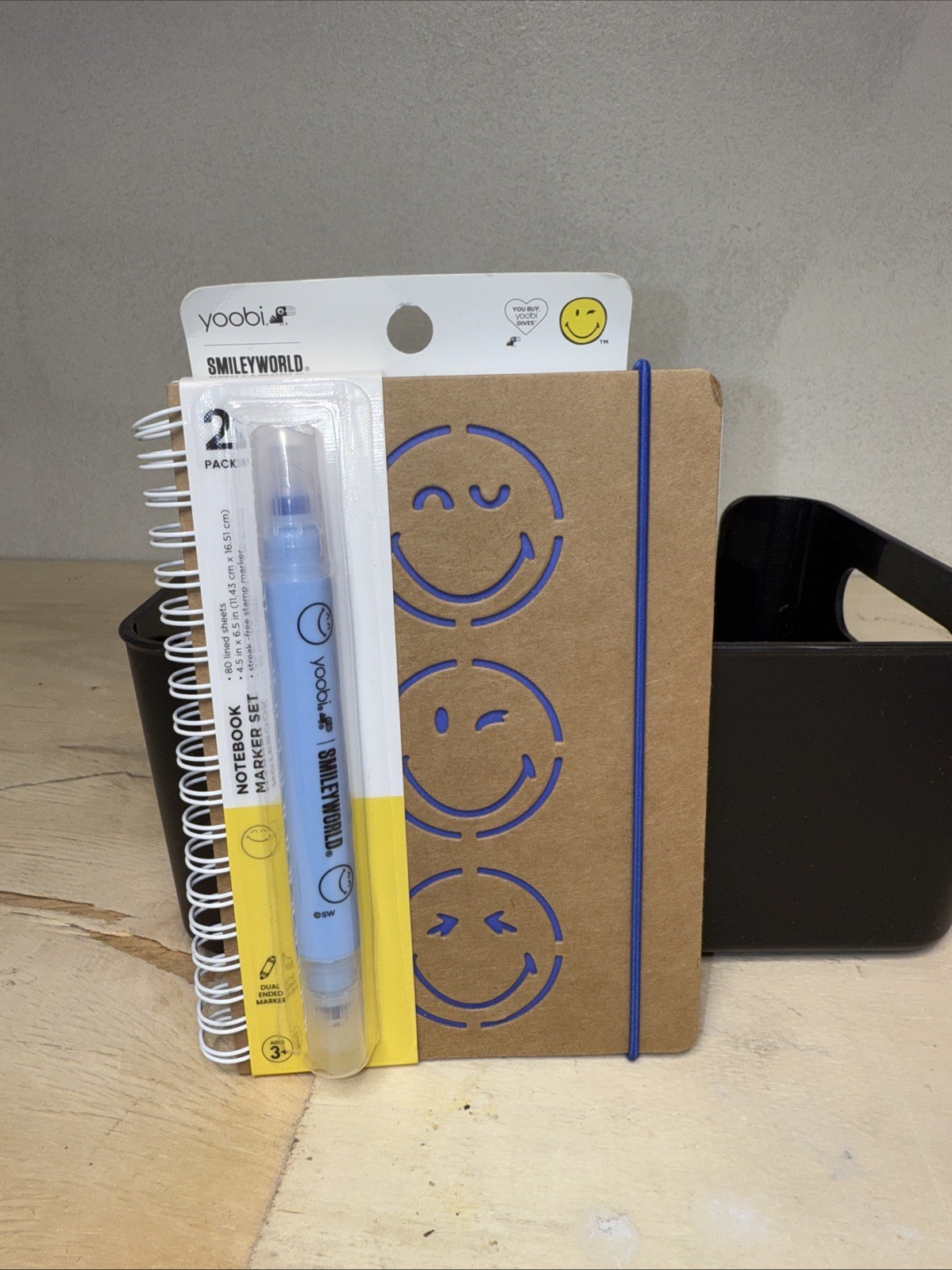 Yoobi SmileyWorld Spiral Journal 4.5×6.5 Blue Flexible Cover