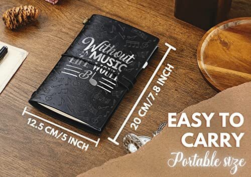 Music Lovers gifts Embossed Leather Journal Notebook, for Music Lovers,