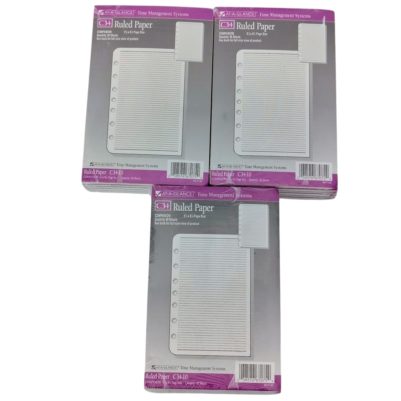 At A Glance Time Management Systems C34 Ruled Paper Refills 5.5″ x 8.5″ 18 Packs