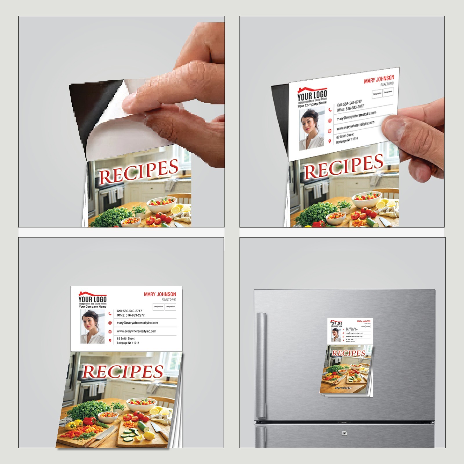 2027 Recipe Magnetic Calendar Business Card Peel Stick Fresh Vegetables RCP801