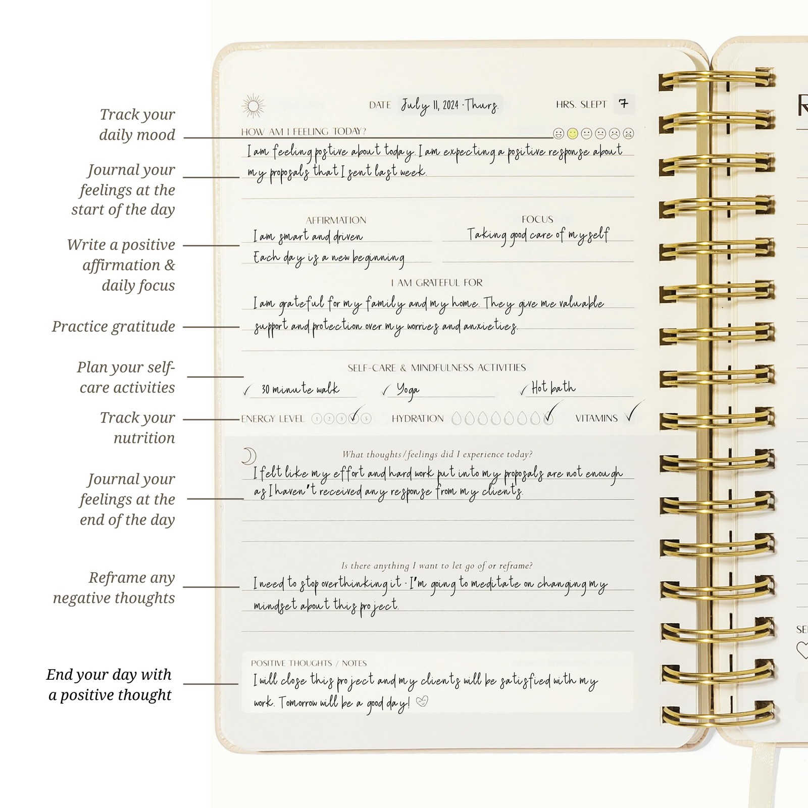 LIFTINSPIRE CO. FINDING BALANCE Mental Health Journal – 8.6″ x 6.5″, Sand