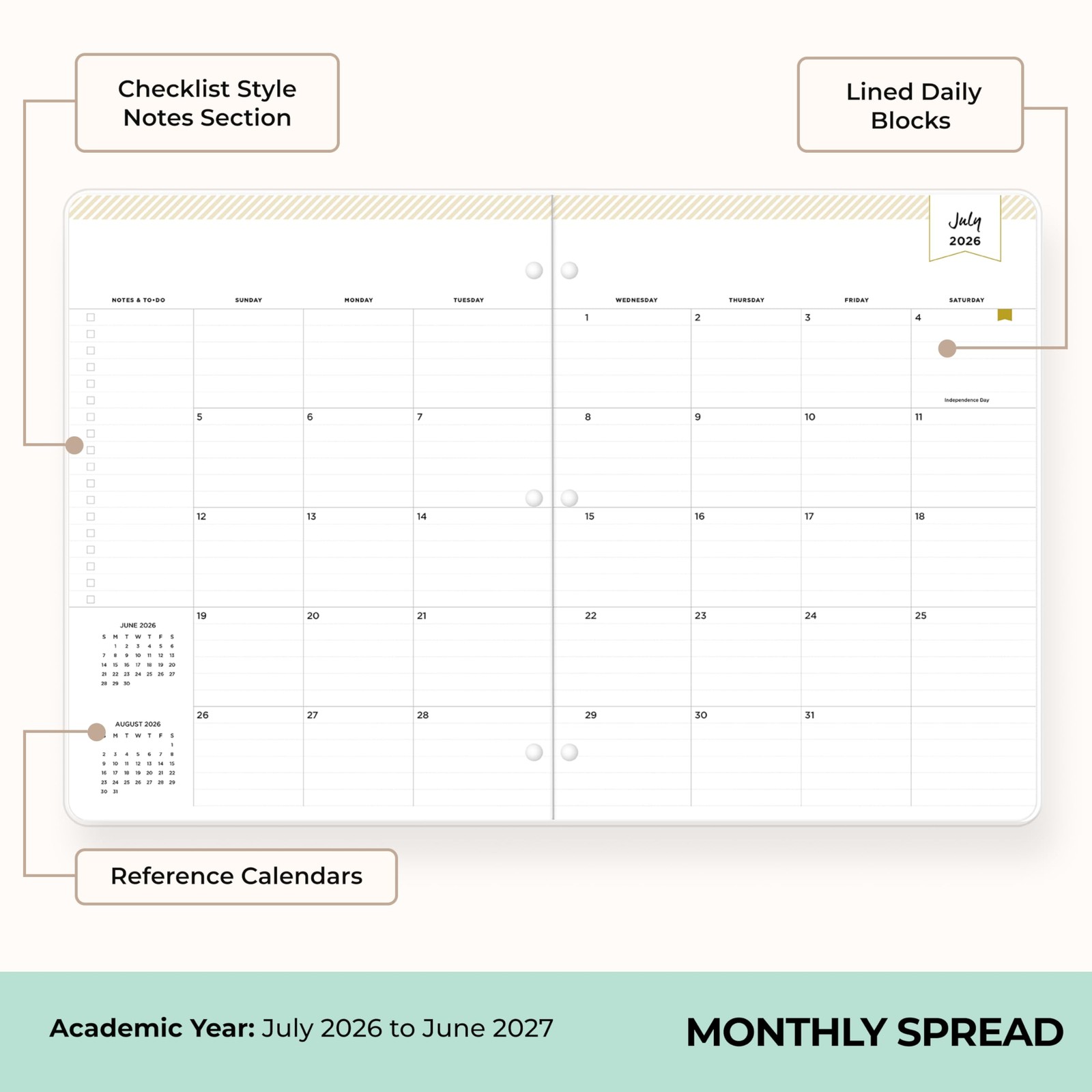 Blue Sky Day Designer 2026-2027 Monthly Academic Year Planner Calendar, July …