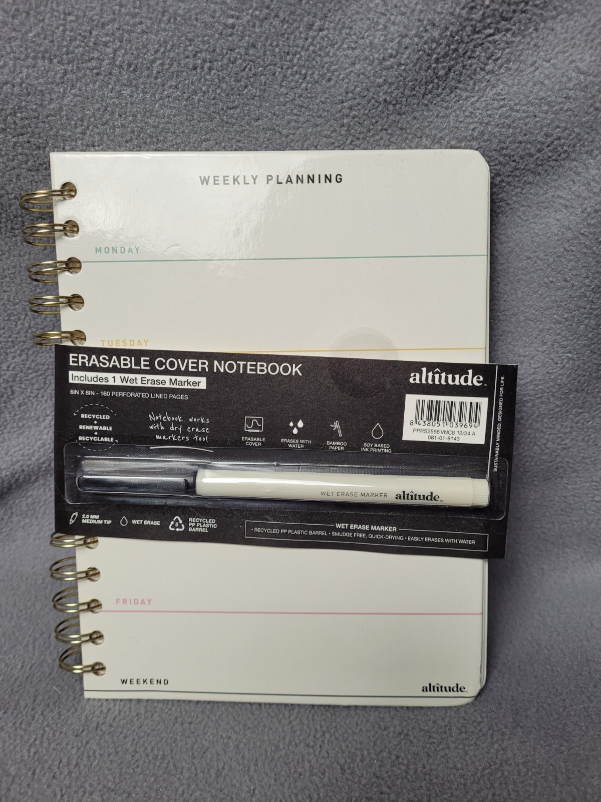 Altitude Erasable Cover Planner 7″x9″ Monthly/Weekly with Wet Erase Marker