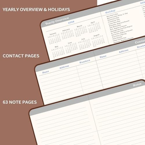 3-Year Monthly Pocket Planner 2026-2029, Faux Leather, 3.8″x6.3″, Pen Holder, 2