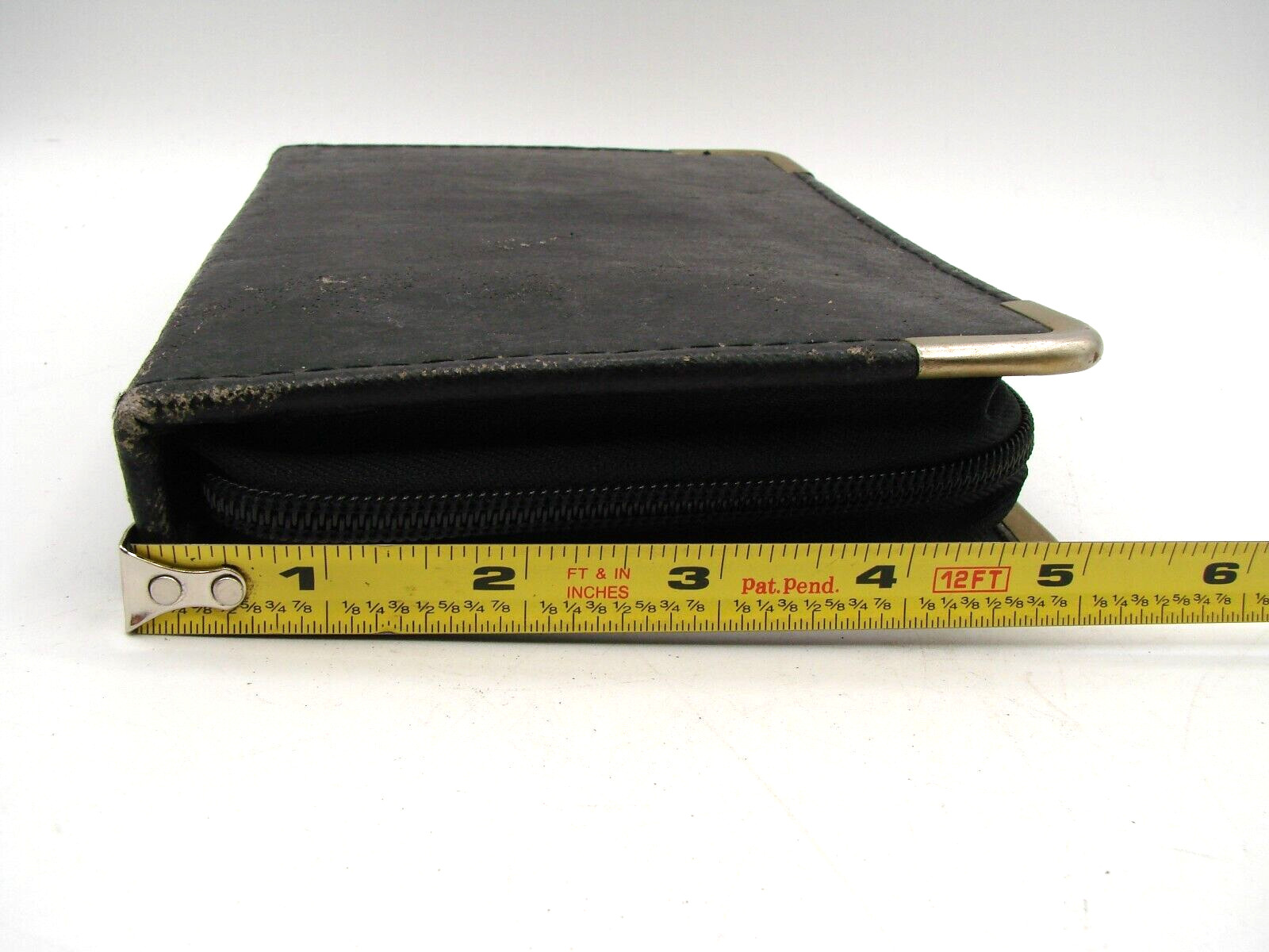 Vintage 1980s Full Zip Planner Organizer with Notepad Insert Gold Bumper Corners