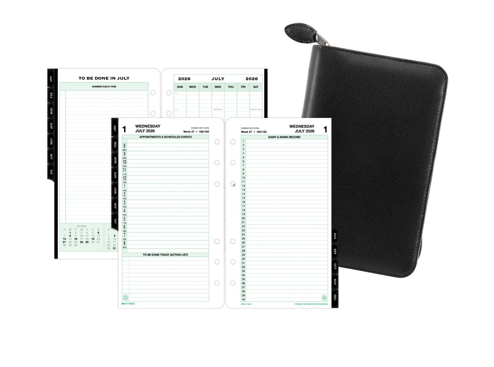 Day-Timer Jul26-Jun27, 2PPD Leather Planning Bundle, Portable, 3.75×6.75″