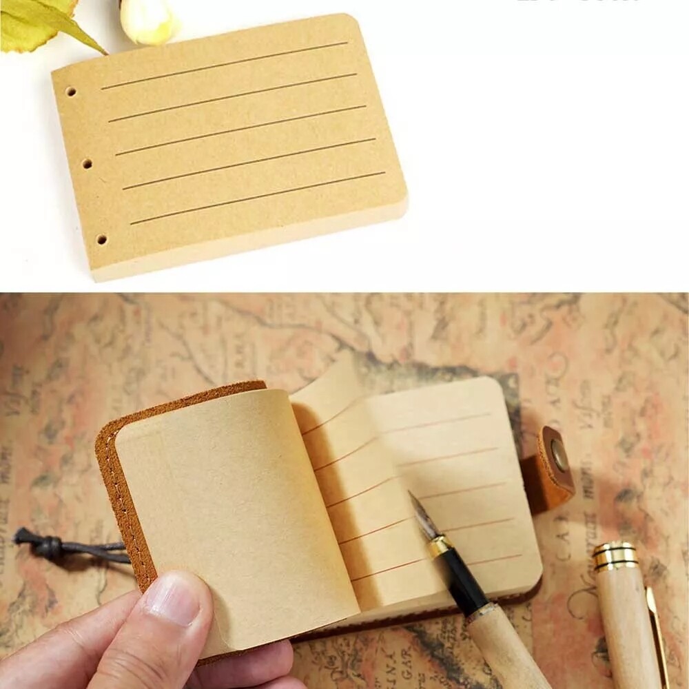 Vintage Portable Pocket Notebook Leather Mini Book Notepad Handmade Brown/Black
