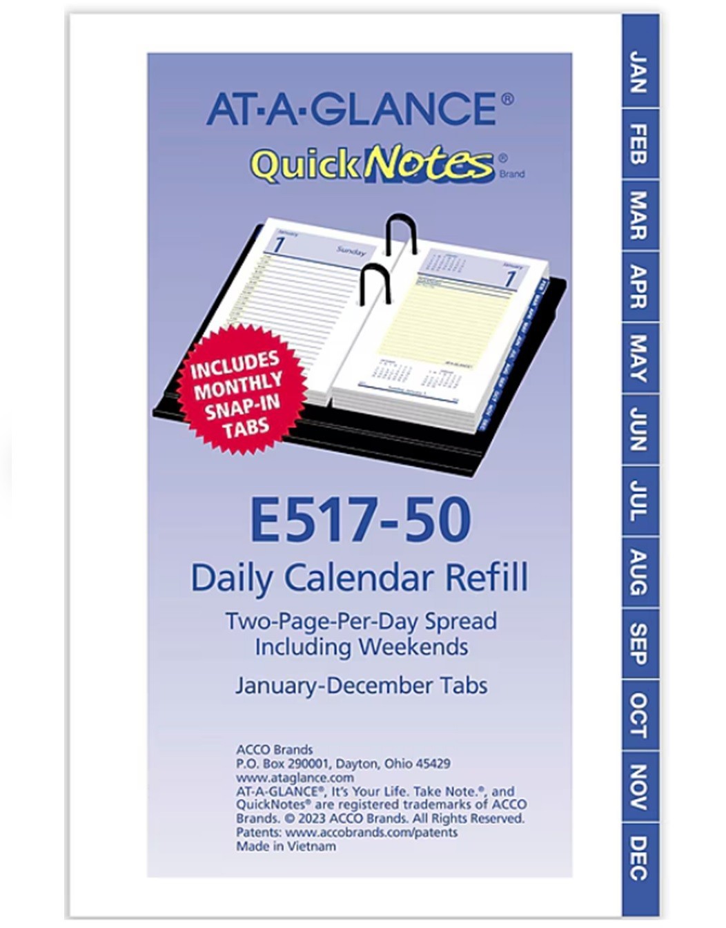 2026 AT-A-GLANCE QuickNotes 6″ x 3.5″ Daily Calendar Refill Pages, Multicolored