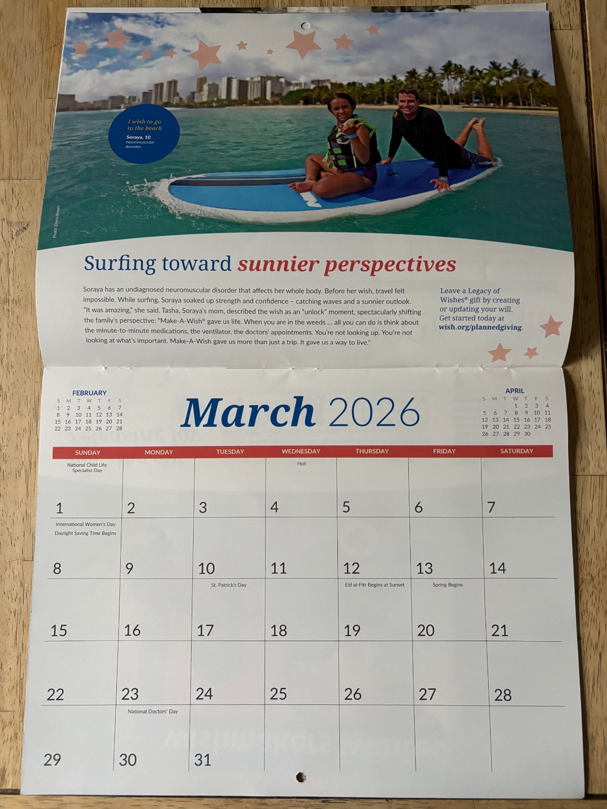 Make-A-Wish Foundation – 2026 Wall Calendar – 12 Months – Kute Kid Photography!