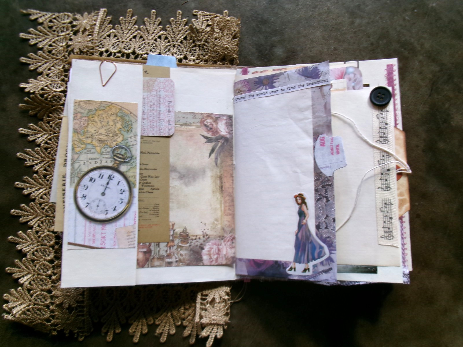 TRUE VTG JUNK JOURNAL WRITING JOURNAL JOURNAL “HEADS UP” POCKETS TUCKS