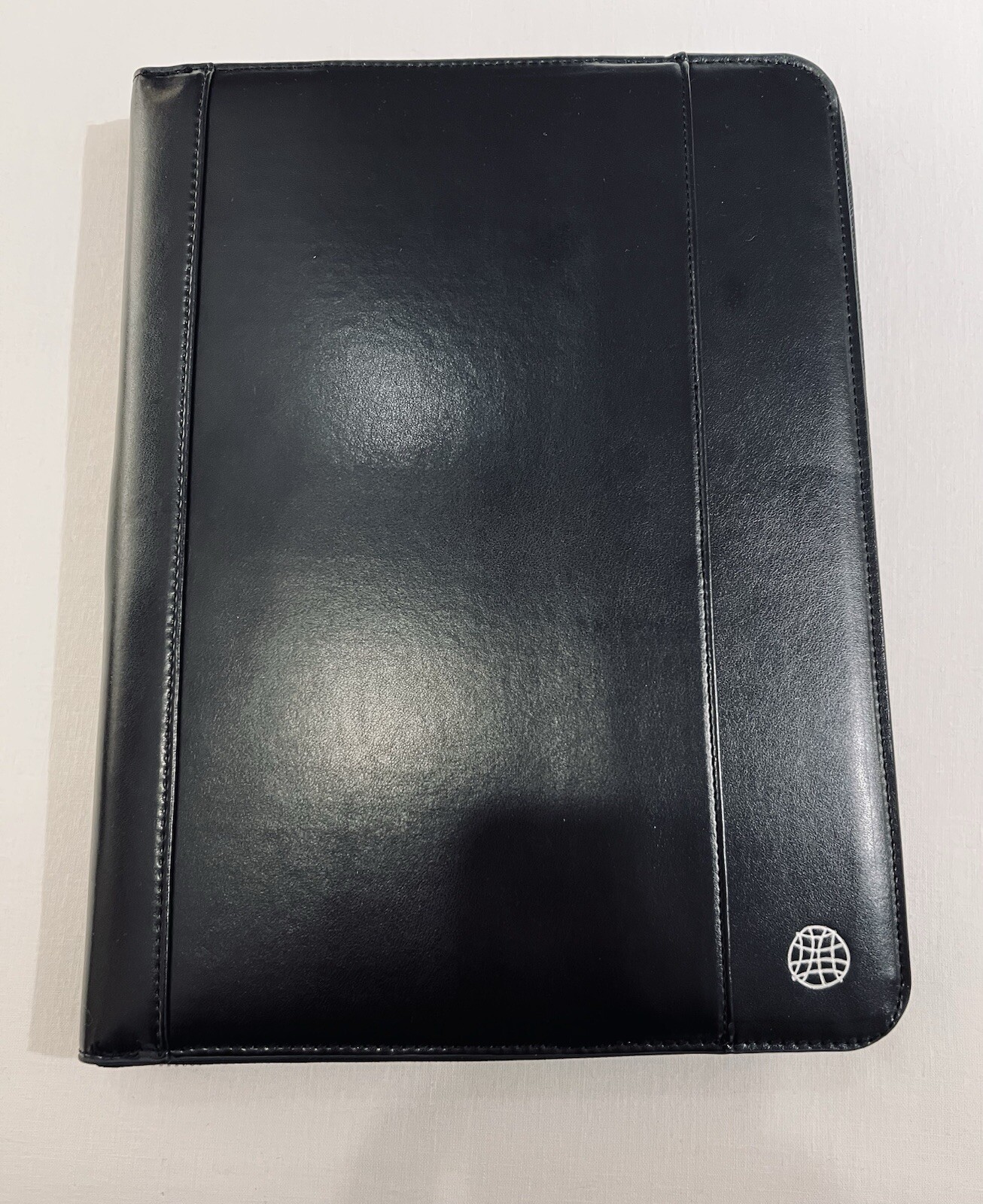 Global Views Work Folio A5 Premium Leather Portfolio Zipper Closure Black New